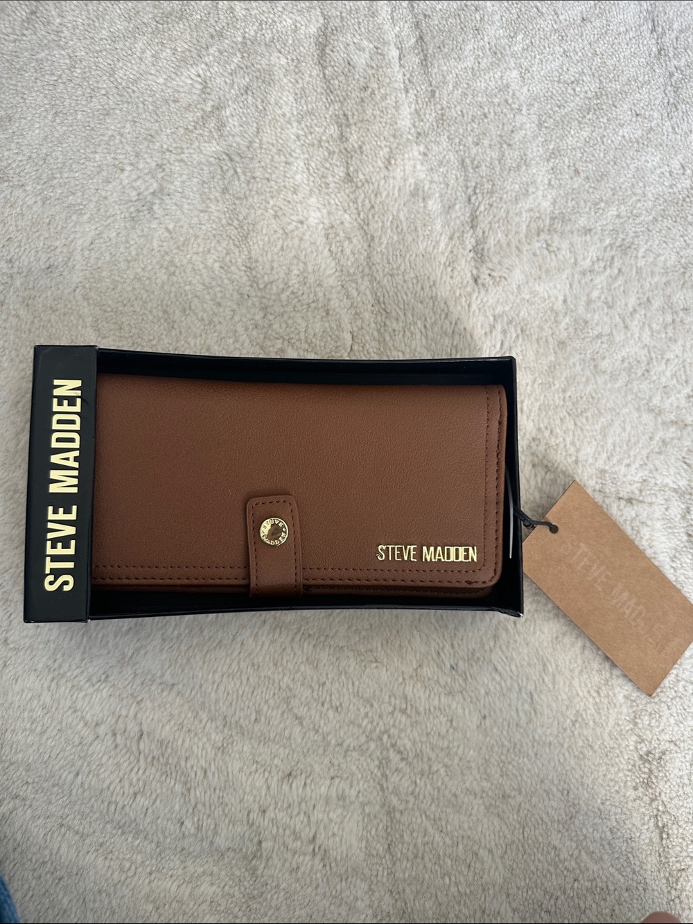 Steve Madden Chestnut Brown Leather-Style Long Wallet NWT
